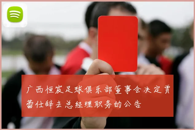 广西恒宸足球俱乐部董事会决定贾蕾仕辞去总经理职务的公告